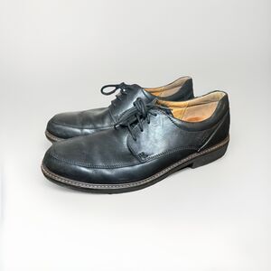 ECCO Holton Oxford Black Dress Lace Up Shoes Leather Apron Toe Men's US 11 EU 45